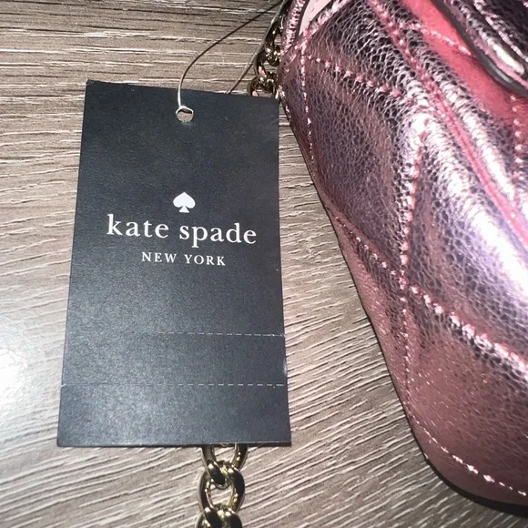 NWT Kate Spade Carey Crossbody Metallic Pink Quilted Leather Micro Chain - Picture 12 of 12